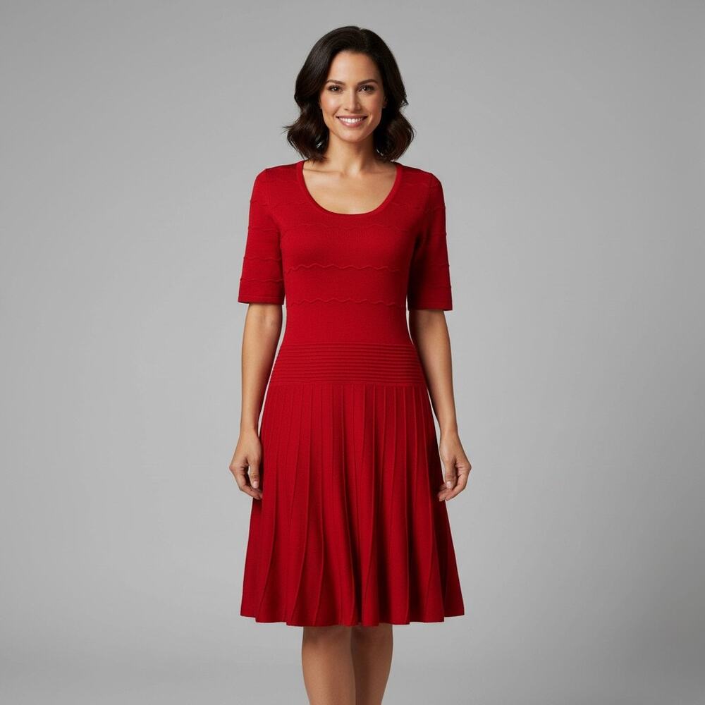 NWT Takara Fit & Flare Sweater Dress Size Small Junior Women's Red Casual Cozy